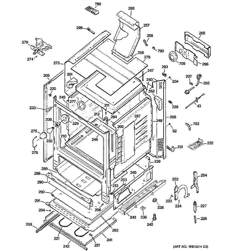 BODY PARTS Diagram and Parts List for JGB908CEK6CC  General Electric Range