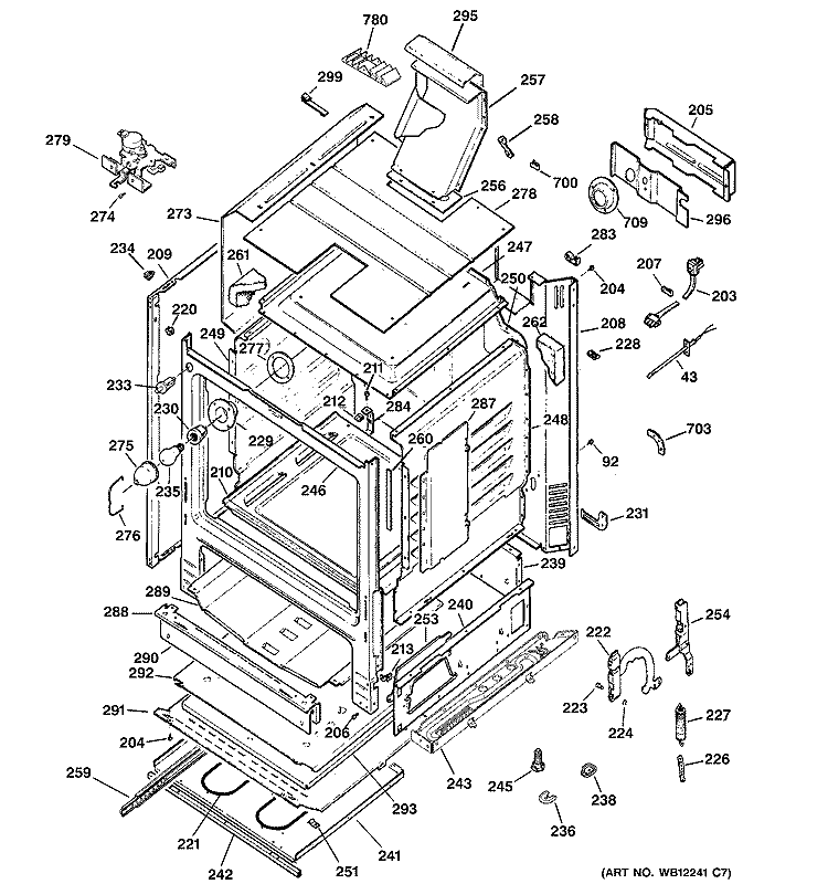 BODY PARTS Diagram and Parts List for JGBP88BEL3BB  General Electric Range