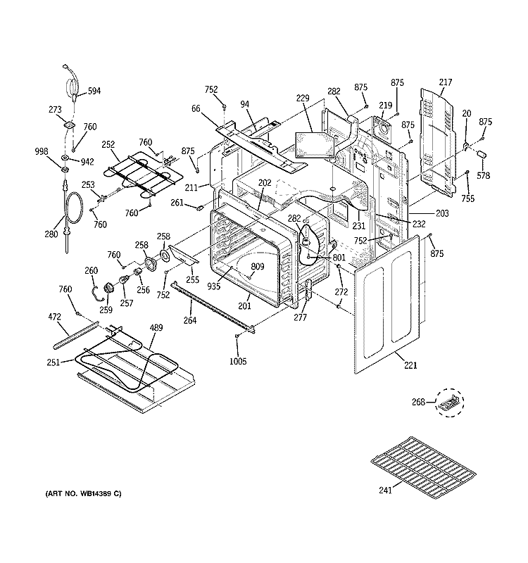 BODY PARTS Diagram and Parts List for JB910KK5CC  General Electric Range
