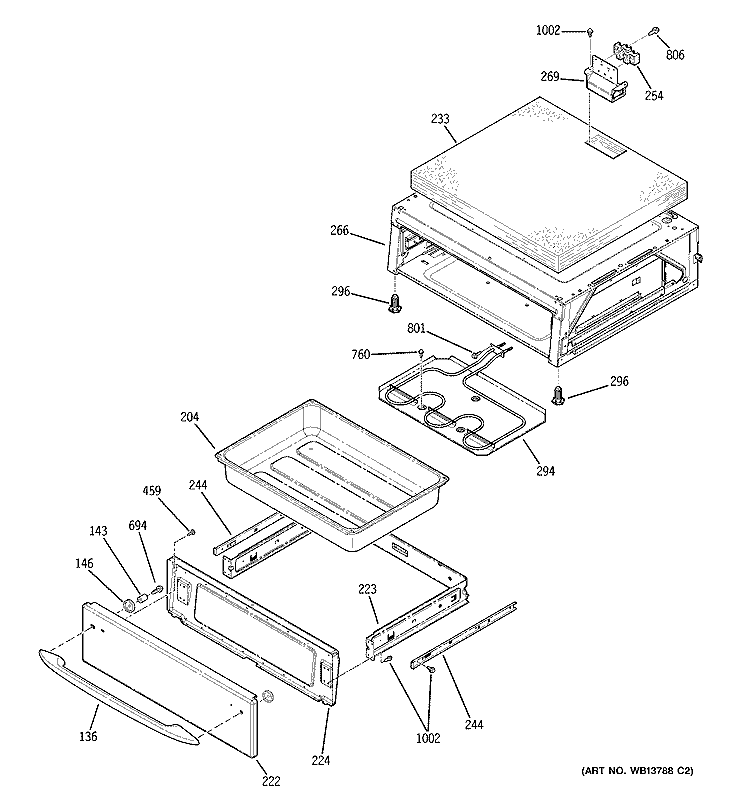 WARMING DRAWER Diagram and Parts List for JB910KK5CC  General Electric Range