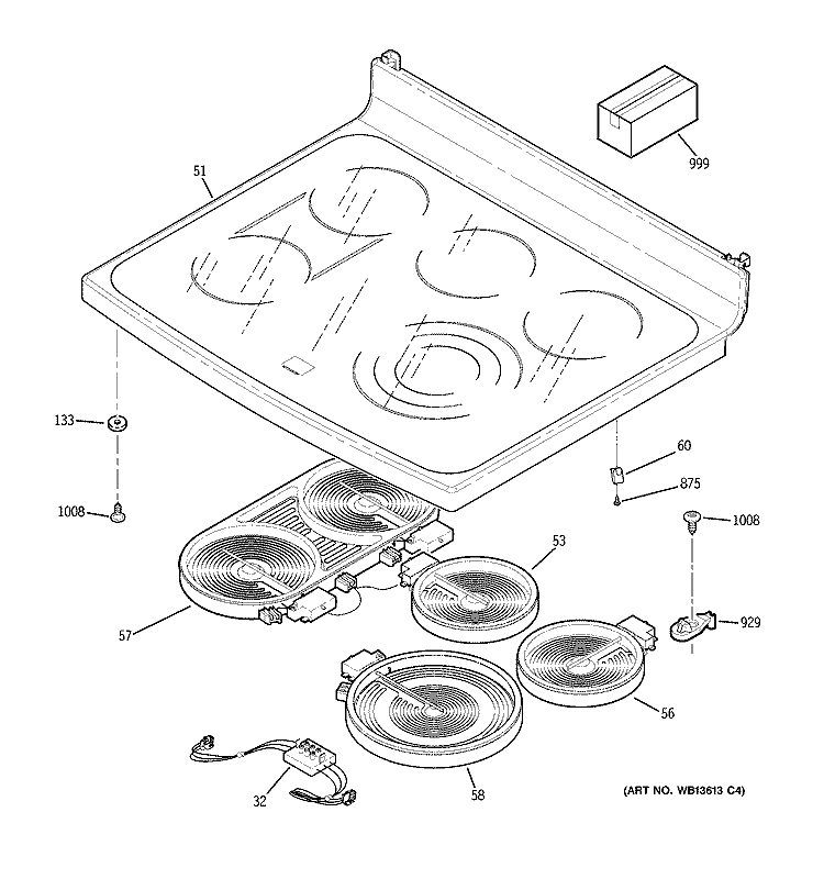 COOKTOP Diagram and Parts List for JB910SL5SS  General Electric Range
