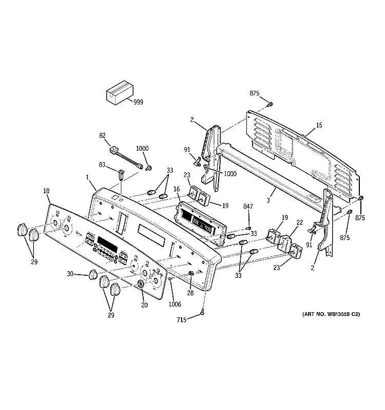CONTROL PANEL Diagram and Parts List for JCB800WK4WW  General Electric Range