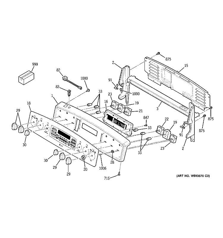 CONTROL PANEL Diagram and Parts List for JCB900BK4BB  General Electric Range