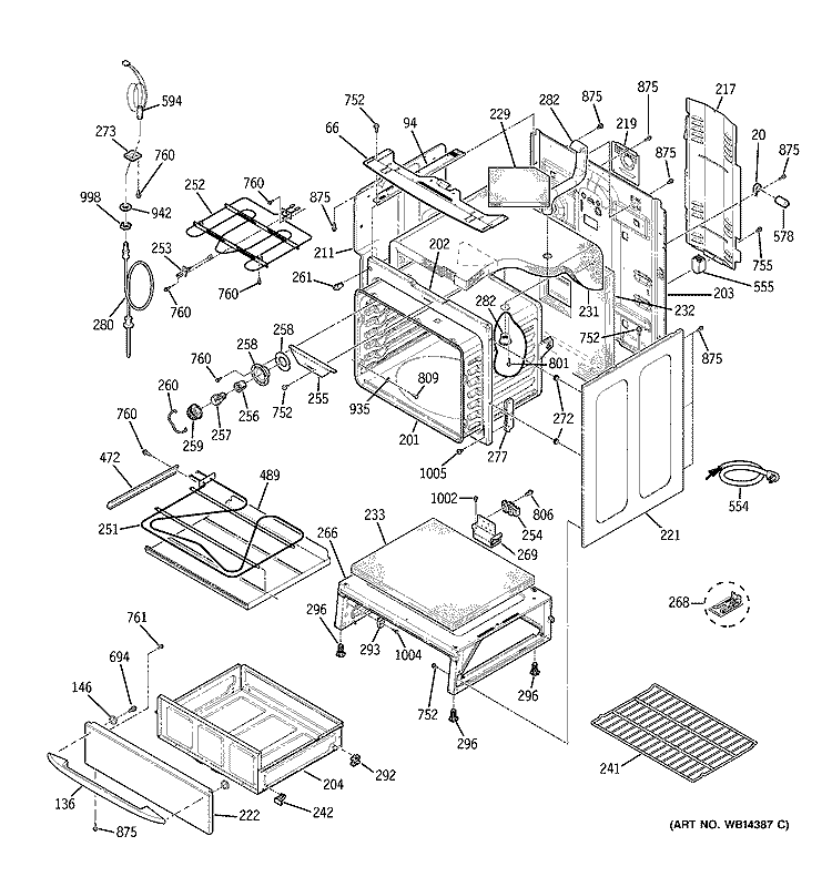 BODY PARTS Diagram and Parts List for JCB909SL5SS  General Electric Range