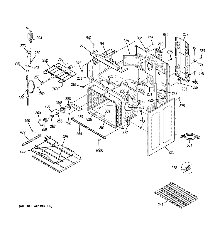 BODY PARTS Diagram and Parts List for JCB910TK5WW  General Electric Range