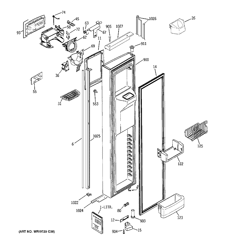 FREEZER DOOR Diagram and Parts List for PSH25MGWCCV  General Electric Refrigerator