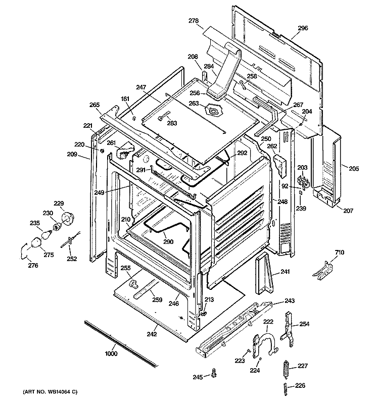 BODY PARTS Diagram and Parts List for JBS56DM1WW  General Electric Range