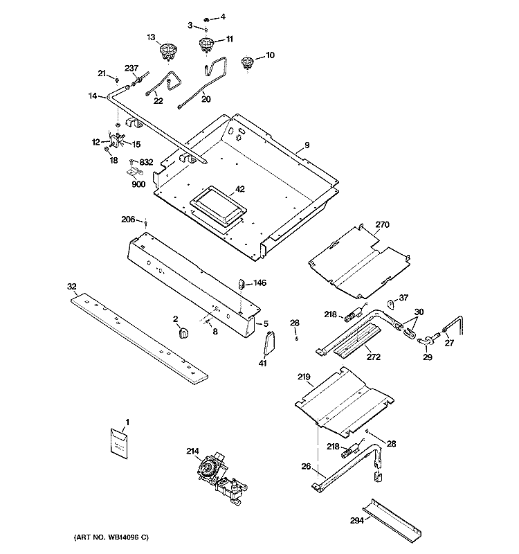 GAS & BURNER PARTS Diagram and Parts List for JGBP28SEM1SS  General Electric Range