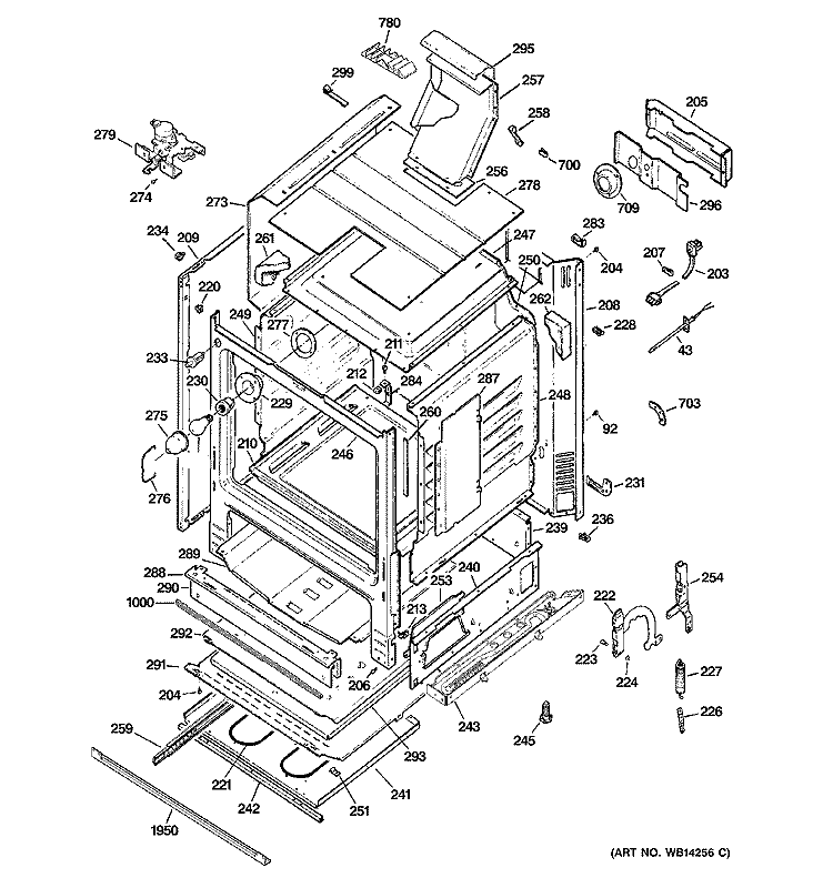 BODY PARTS Diagram and Parts List for JGBP85SEM1SS  General Electric Range