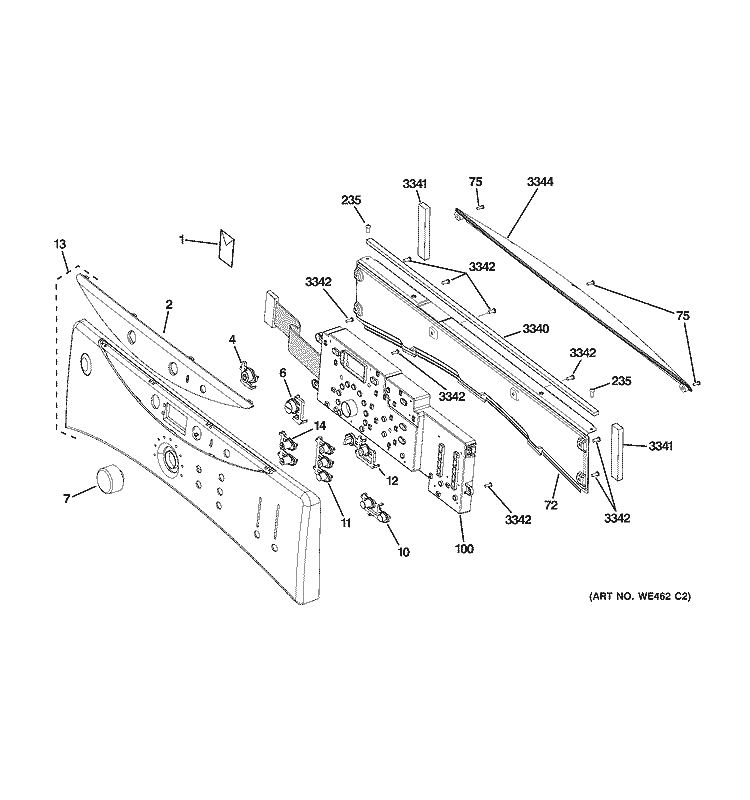 CONTROLS & BACKSPLASH Diagram and Parts List for DBVH512GF1WW  General Electric Dryer