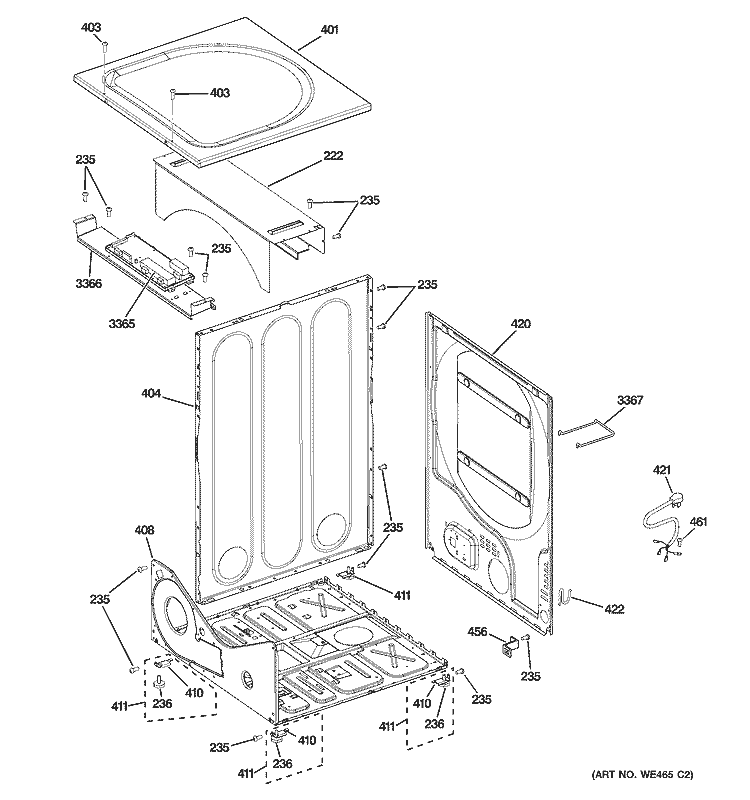 CABINET Diagram and Parts List for DHDVH52GF1GG  General Electric Dryer