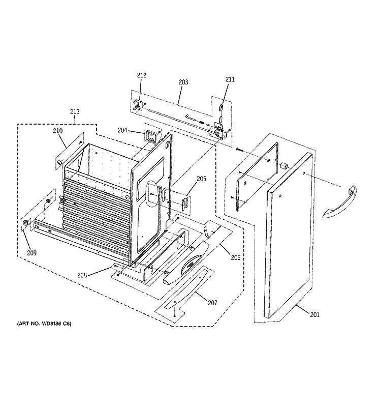 CONTAINER PARTS Diagram and Parts List for GCG1700L0II  General Electric Trash Compactor