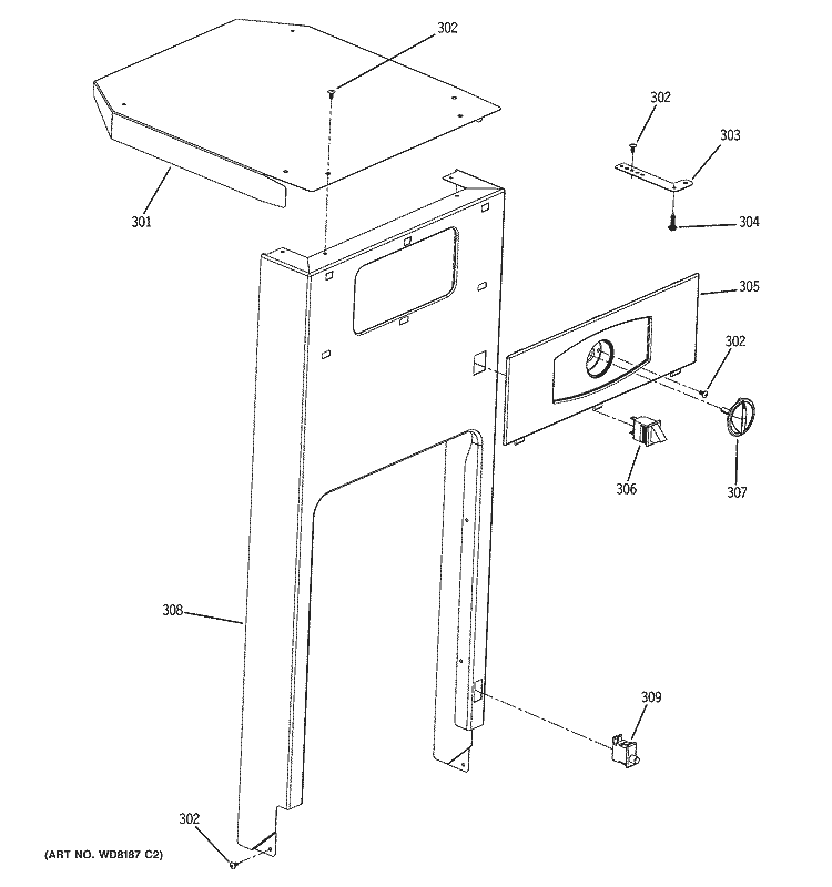 CABINET & CONTROL PARTS Diagram and Parts List for GCG1700L0II  General Electric Trash Compactor