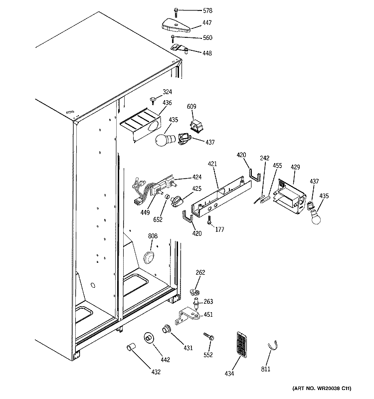 FRESH FOOD SECTION Diagram and Parts List for GSS20IBTECC  General Electric Refrigerator