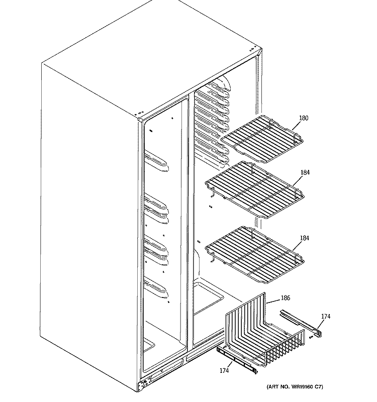 FREEZER SHELVES Diagram and Parts List for GSS23QGTAWW  General Electric Refrigerator