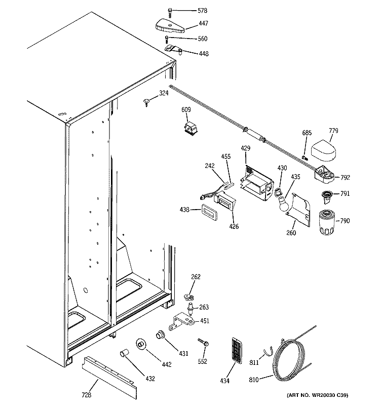 FRESH FOOD SECTION Diagram and Parts List for HSM25IFTESA  Hotpoint Refrigerator