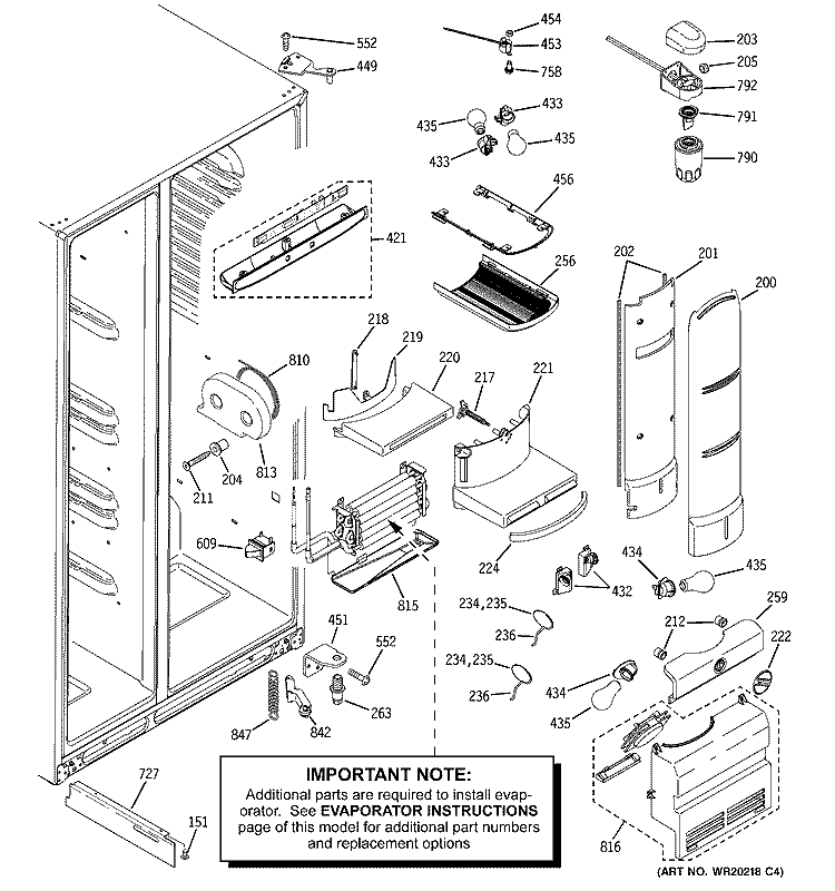 FRESH FOOD SECTION Diagram and Parts List for PJE25PGTEFSV  General Electric Refrigerator