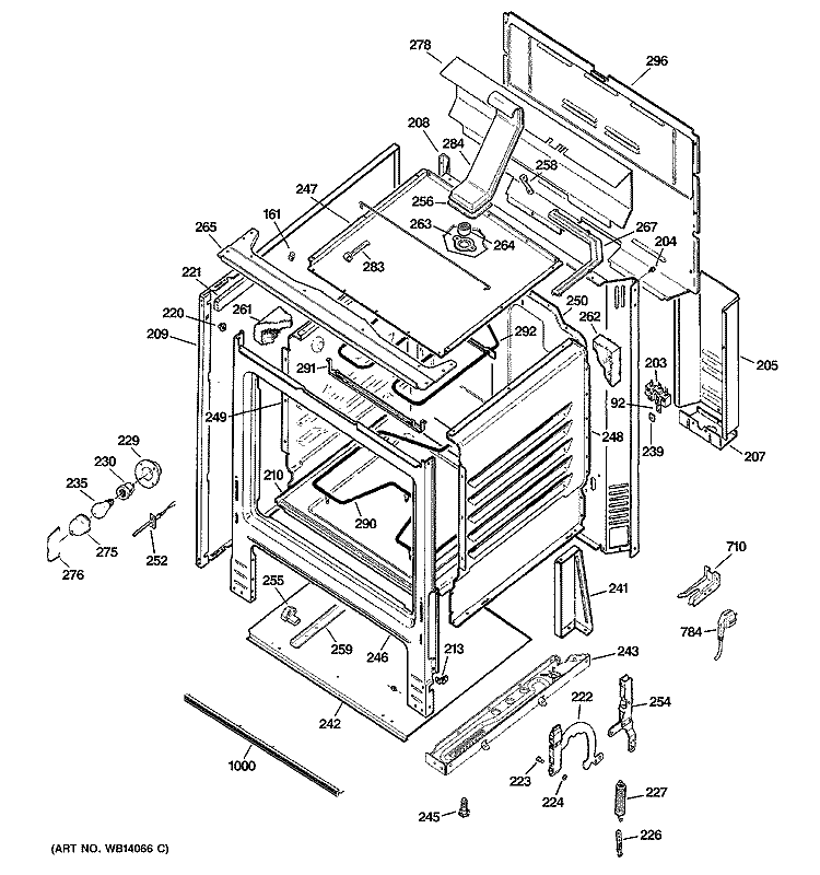 BODY PARTS Diagram and Parts List for ECBS68WM1WW  General Electric Range