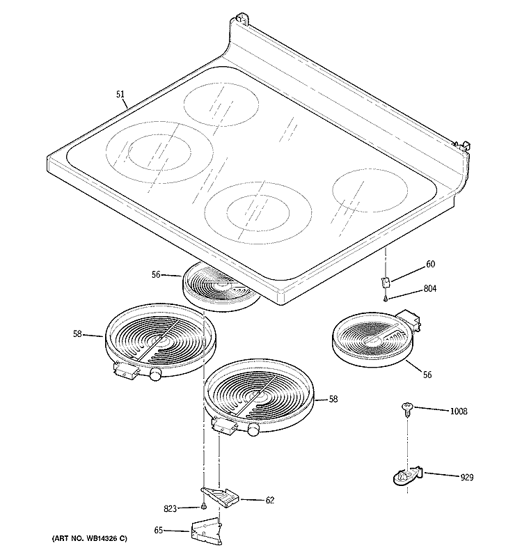 COOKTOP Diagram and Parts List for JB660SM1SS  General Electric Range