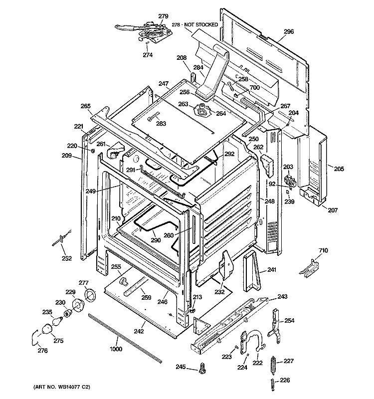 BODY PARTS Diagram and Parts List for JBP61DM1WW  General Electric Range