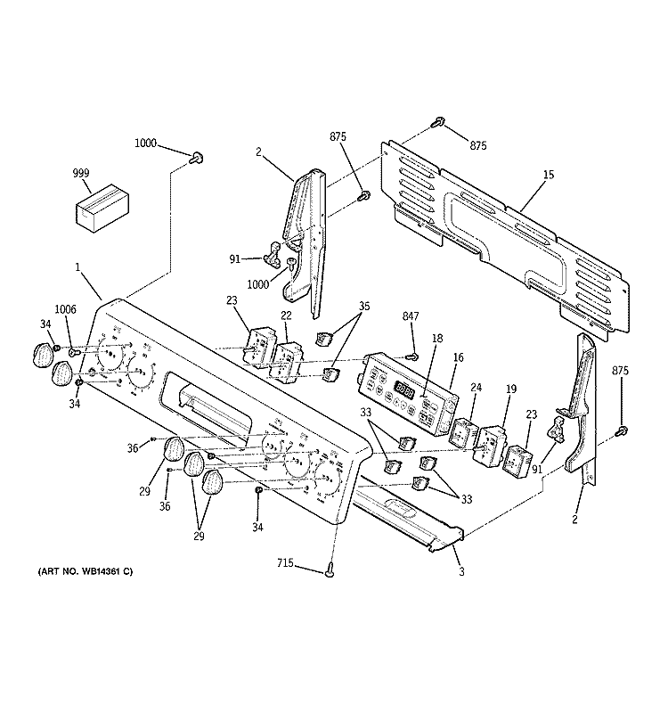 CONTROL PANEL Diagram and Parts List for JBP71SM1SS  General Electric Range