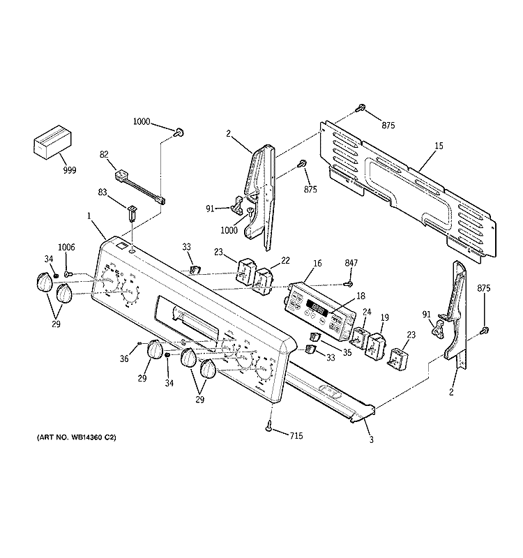 CONTROL PANEL Diagram and Parts List for JCBP71SM1SS  General Electric Range