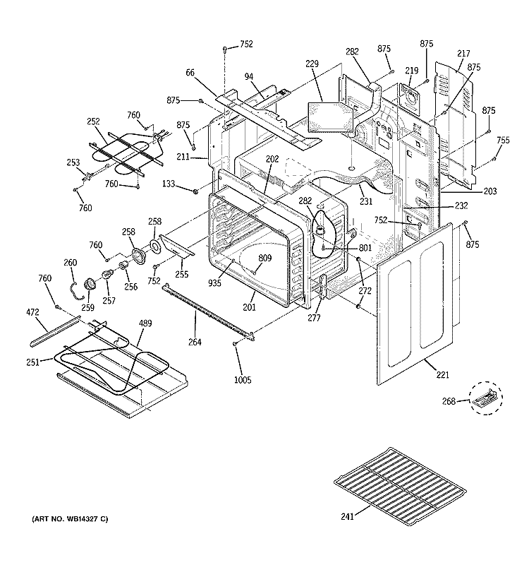 BODY PARTS Diagram and Parts List for JBP81DM1BB  General Electric Range
