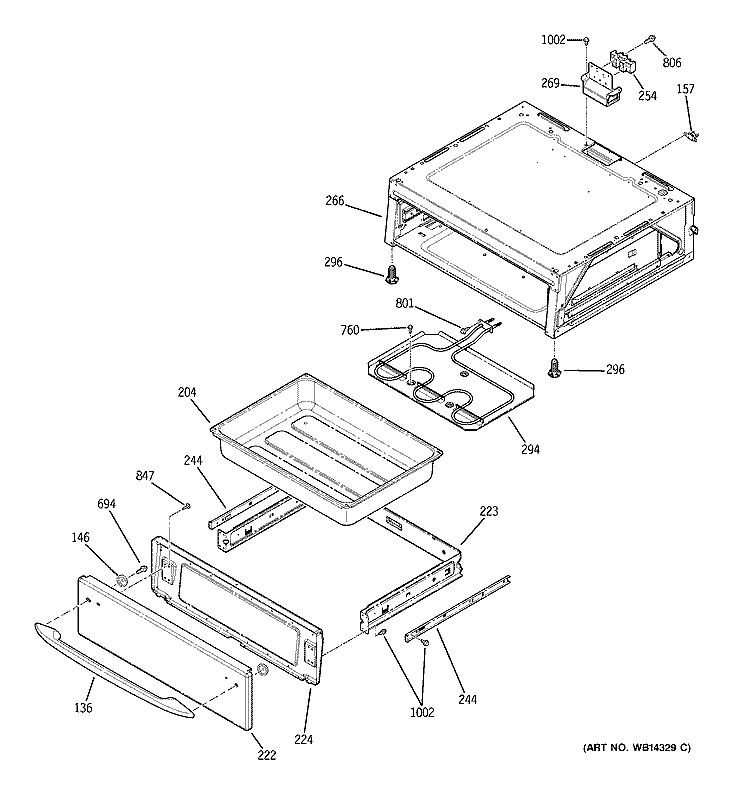 WARMING DRAWER Diagram and Parts List for JBP81DM1BB  General Electric Range