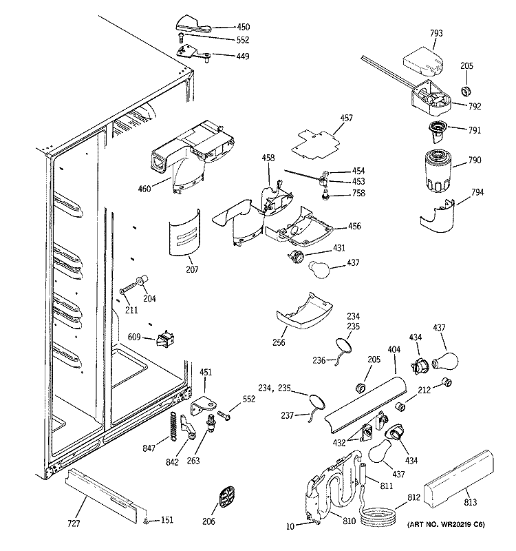 FRESH FOOD SECTION Diagram and Parts List for GSS25TSWCSS  General Electric Refrigerator