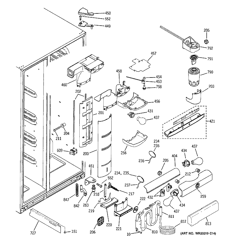 FRESH FOOD SECTION Diagram and Parts List for PSC23SHTGSS  General Electric Refrigerator