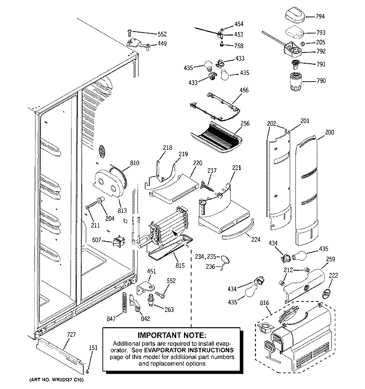 FRESH FOOD SECTION Diagram and Parts List for PSC25MSWCSS  General Electric Refrigerator