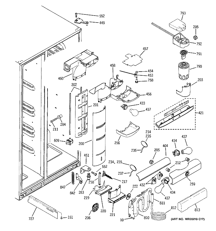 FRESH FOOD SECTION Diagram and Parts List for PSS26NSWCSS  General Electric Refrigerator