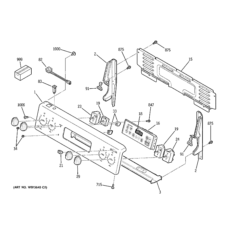CONTROL PANEL Diagram and Parts List for JCBP66DM1BB  General Electric Range