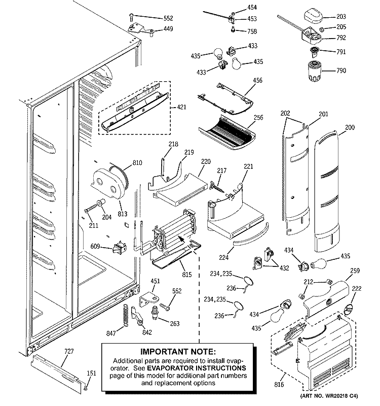FRESH FOOD SECTION Diagram and Parts List for PJE25PGTEFKB  General Electric Refrigerator