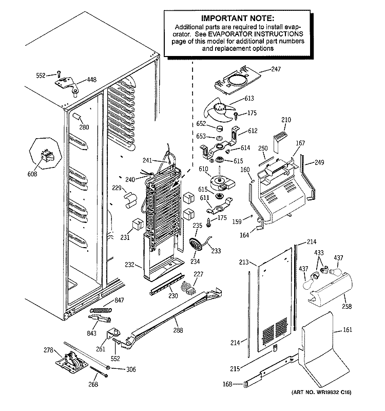 FREEZER SECTION Diagram and Parts List for PSC25PSWCSS  General Electric Refrigerator
