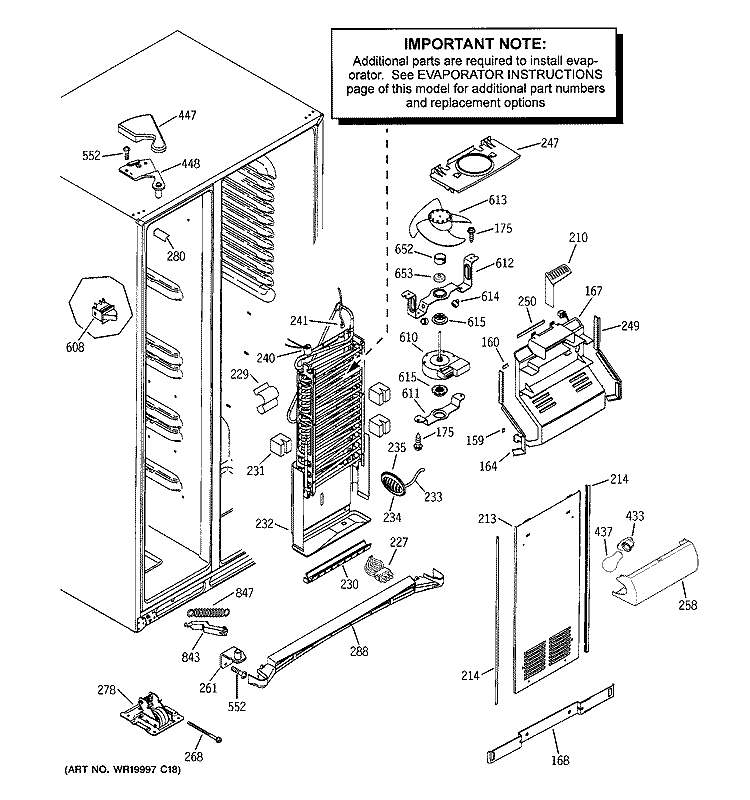 FREEZER SECTION Diagram and Parts List for PSF26NGTCWW  General Electric Refrigerator