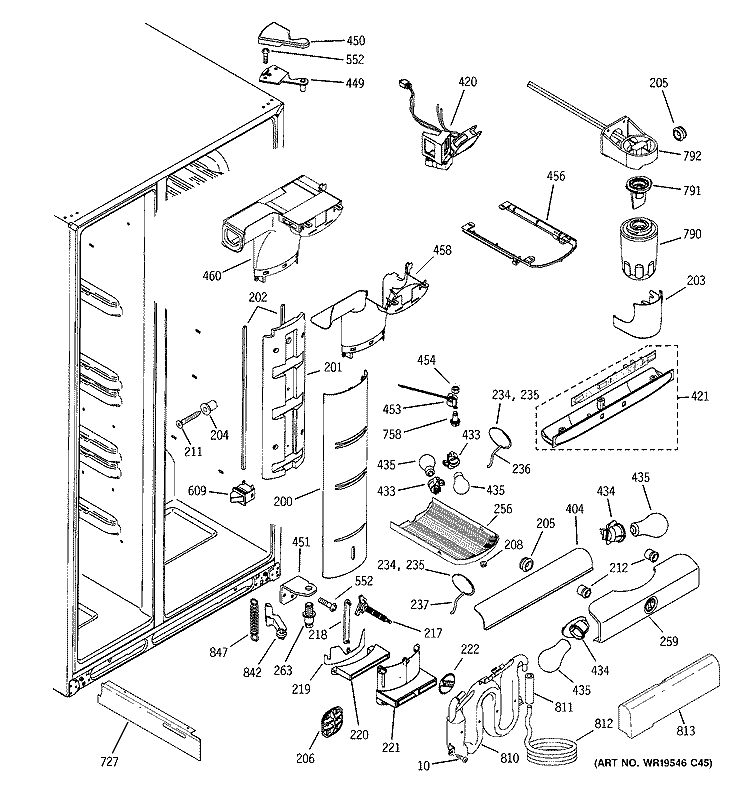 FRESH FOOD SECTION Diagram and Parts List for PSF26NGTCWW  General Electric Refrigerator