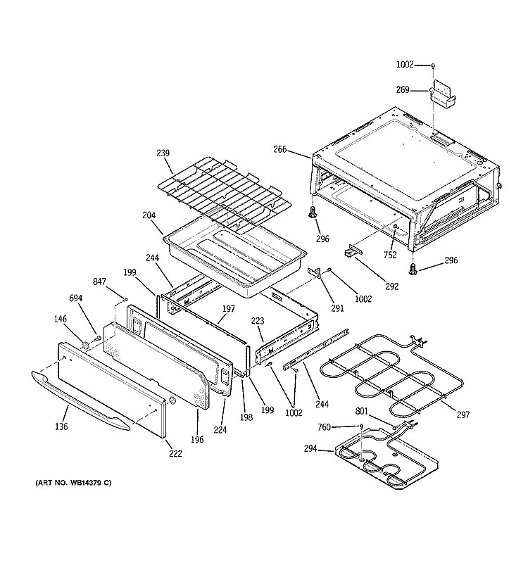 WARMING DRAWER Diagram and Parts List for JBP89SM1SS  General Electric Range
