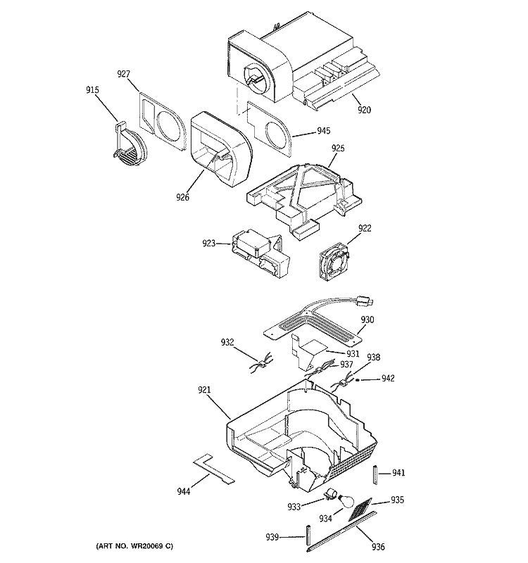 CUSTOM COOL Diagram and Parts List for PCF25NGWCBB  General Electric Refrigerator