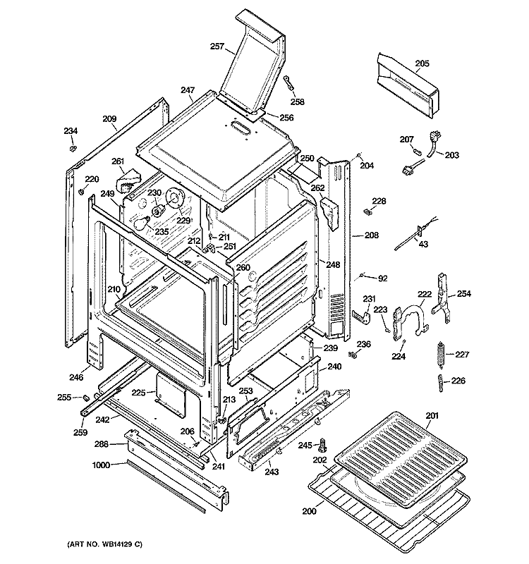 BODY PARTS Diagram and Parts List for JGBS21DEM1CC  General Electric Range