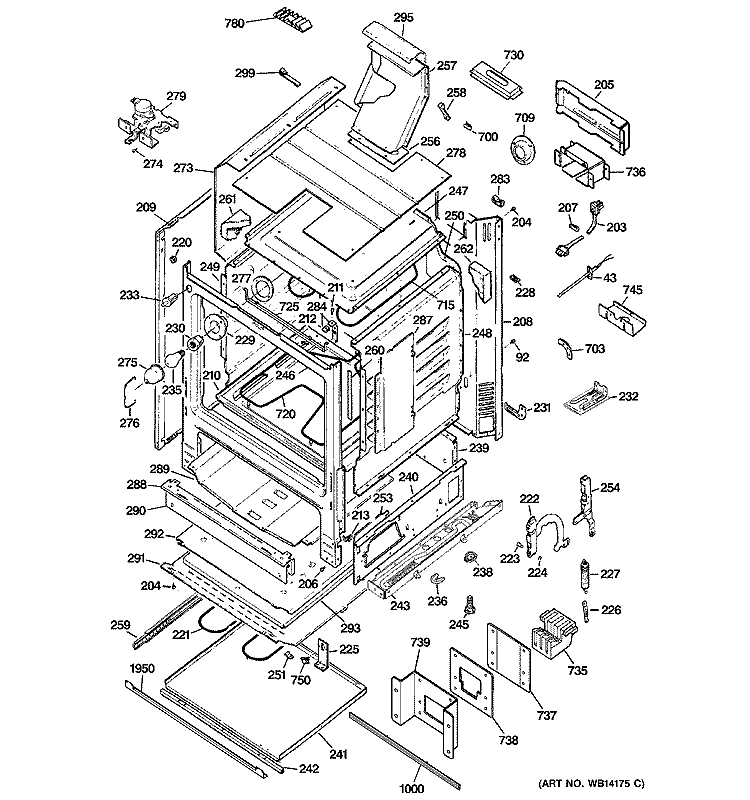 BODY PARTS Diagram and Parts List for P2B912DEM1BB  General Electric Range