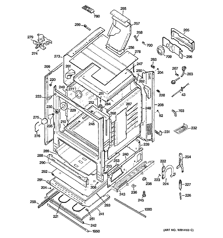 BODY PARTS Diagram and Parts List for PGB910SEM1SS  General Electric Range