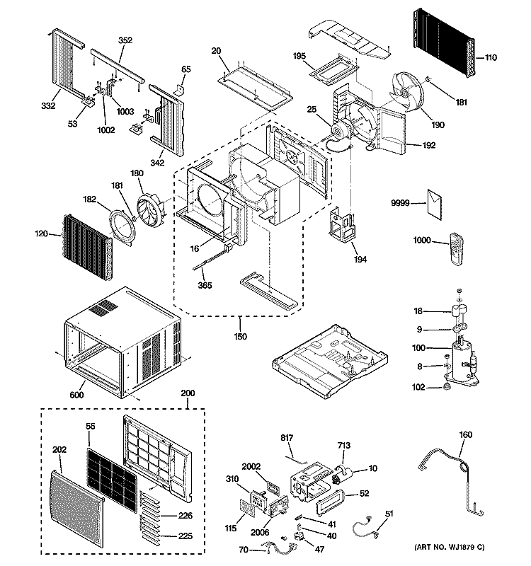 ROOM AIR CONDITIONER Diagram and Parts List for AGQ24DHM1  General Electric Air Conditioner