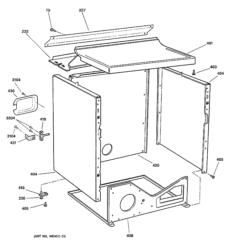 CABINET Diagram and Parts List for DPSE592EA0WW  General Electric Dryer