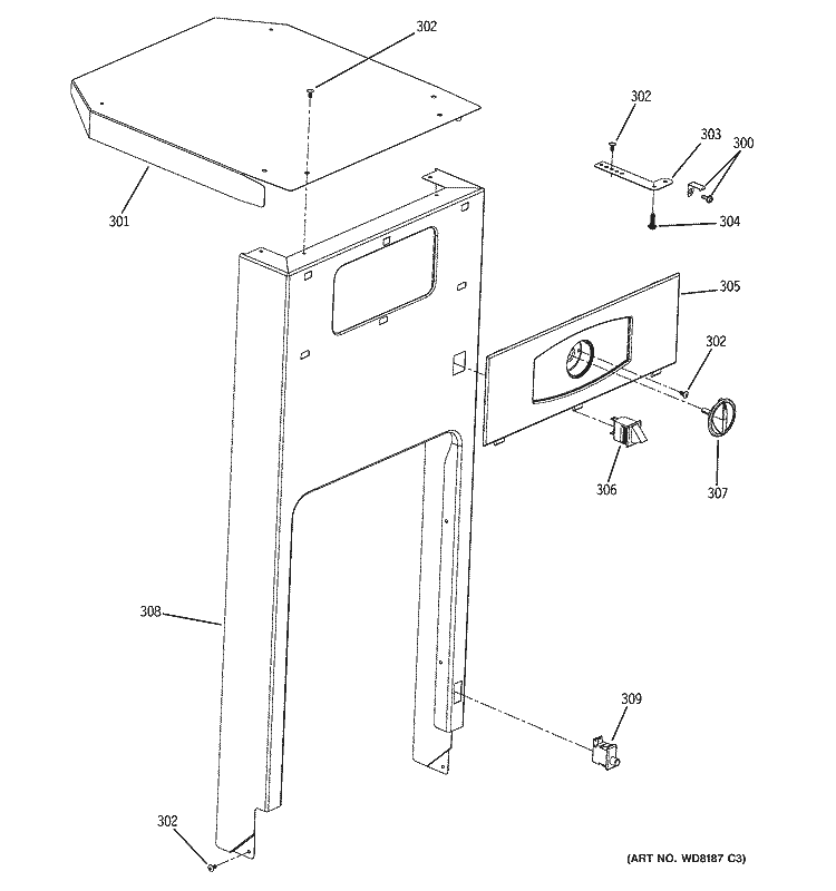 CABINET & CONTROL PARTS Diagram and Parts List for GCG1580L0SS  General Electric Trash Compactor