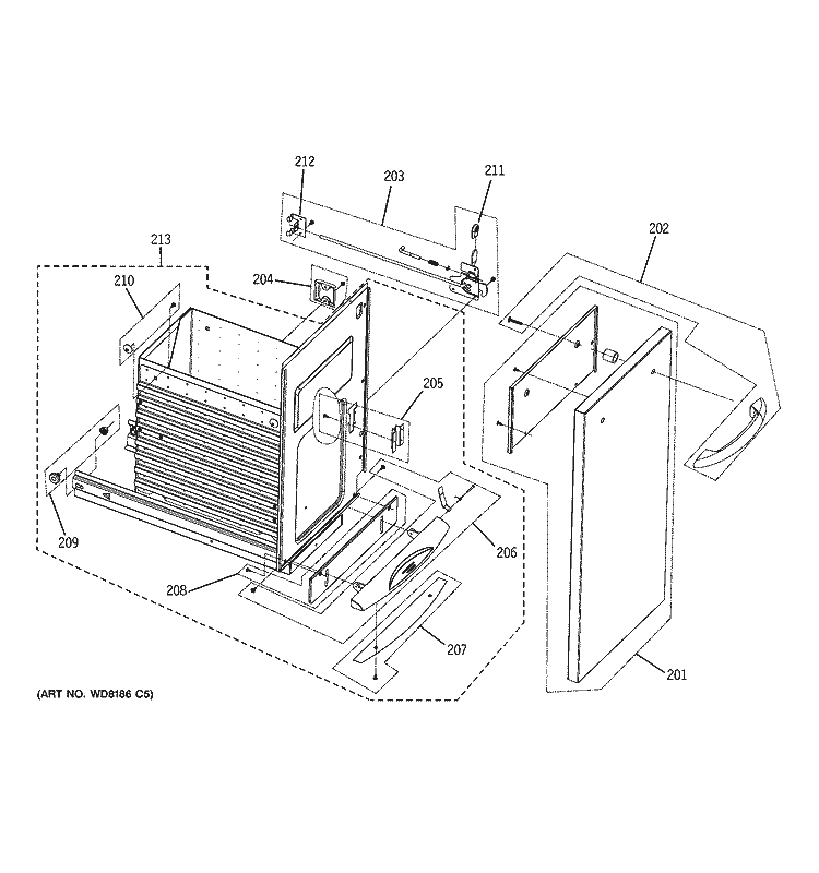 CONTAINER PARTS Diagram and Parts List for GCG1580L0SS  General Electric Trash Compactor