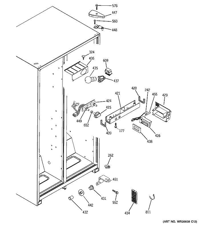 FRESH FOOD SECTION Diagram and Parts List for GSS20DBTBWW  General Electric Refrigerator