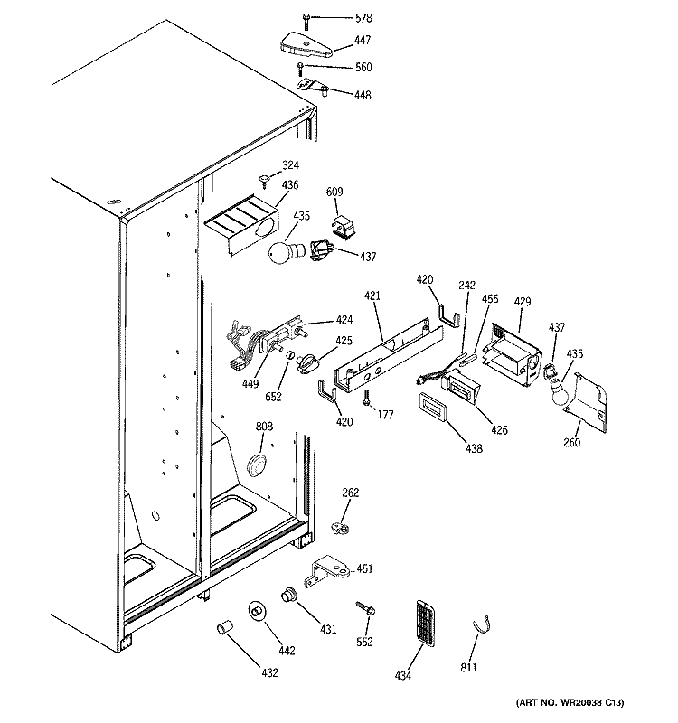 FRESH FOOD SECTION Diagram and Parts List for GSS20IBTBCC  General Electric Refrigerator