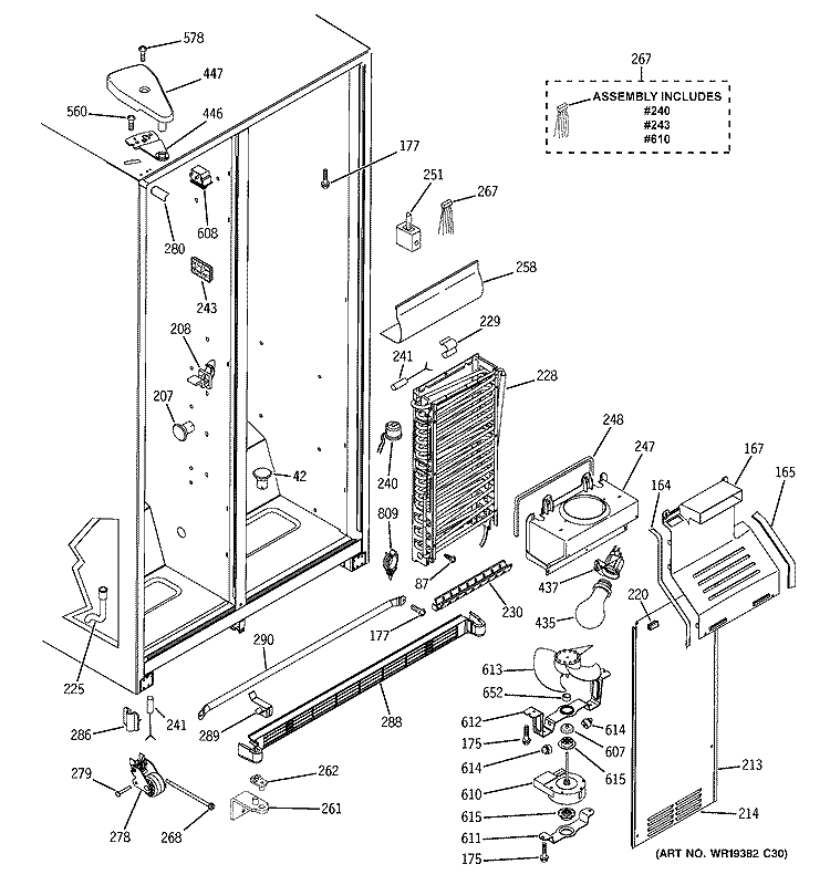 FREEZER SECTION Diagram and Parts List for GSS22IBTBCC  General Electric Refrigerator