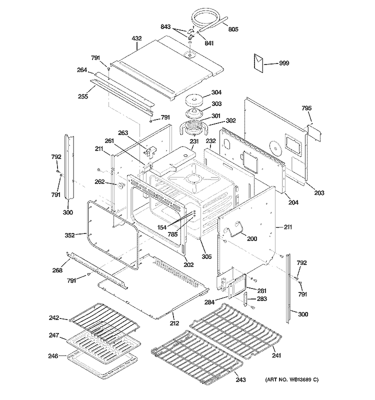 BODY PARTS 2 Diagram and Parts List for ZET1038PF5SS  General Electric Wall Oven